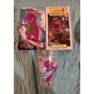 Barney The Dinosaur 90s VHS Lot & Cup